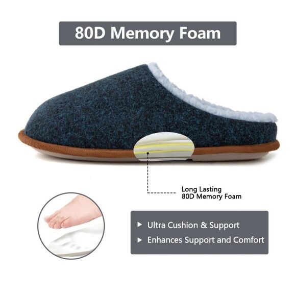 NWT Mens Slip On Comfy Slippers with Fur  Size 9.5-10.5 - Picture 5 of 10